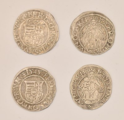 Lot 1655 - Four Hungarian silver denar comprising 1545,...