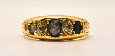 Lot 649 - A Victorian 18ct yellow gold sapphire and...