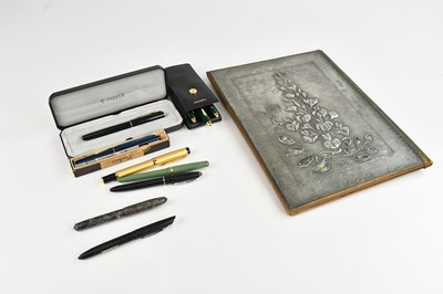 Lot 2247 - An Arts and Crafts style pewter mounted desk...