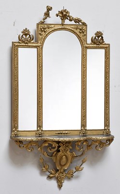 Lot 18 - A late 19th century gilt framed wall mirror,...