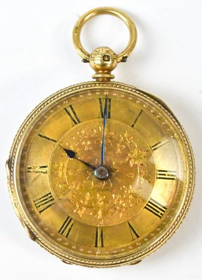 Lot 1128 - An 18ct gold open face pocket watch, the...