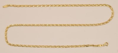Lot 1392 - An 18ct yellow gold square link necklace with...