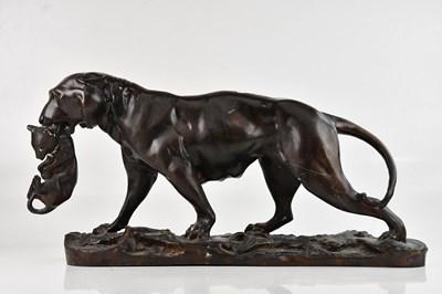 Lot 2311 - AFTER ANTOINE BARYE; a large bronze sculpture...