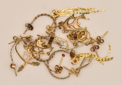 Lot 1457 - Eight pairs of assorted 9ct yellow gold...