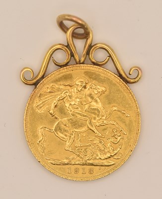 Lot 1371 - A George V full sovereign, 1913, with yellow...