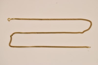 Lot 1374 - A 9ct yellow gold flat Cuban link necklace,...