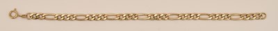 Lot 1512 - A 9ct yellow gold figaro link bracelet, with...