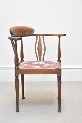 Lot 2074 - An Edwardian mahogany corner chair, height 75cm.