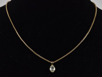 Lot 1409 - A 9ct yellow gold dainty link necklace, with...