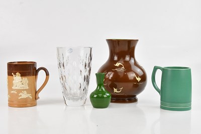 Lot 1300 - KEITH MURRAY FOR WEDGWOOD; a green mug, a...