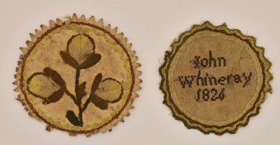 Lot 1698 - Two early 19th century pocket watch samplers,...