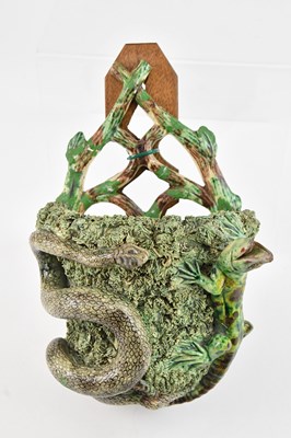 Lot 1314 - MANUEL MAFRA; a Palissy ware wall bracket,...