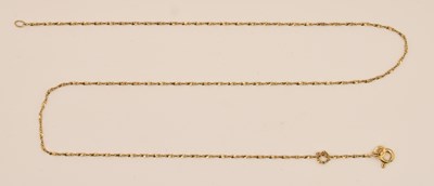 Lot 1428 - A 9ct yellow gold fine dainty link necklace,...