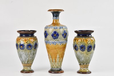 Lot 1288 - ROYAL DOULTON; an Artware vase, relief...