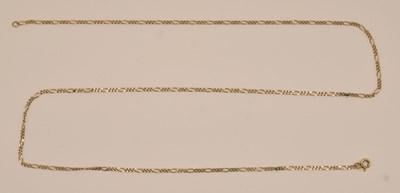 Lot 1420 - A 9ct yellow gold fine dainty figaro link...
