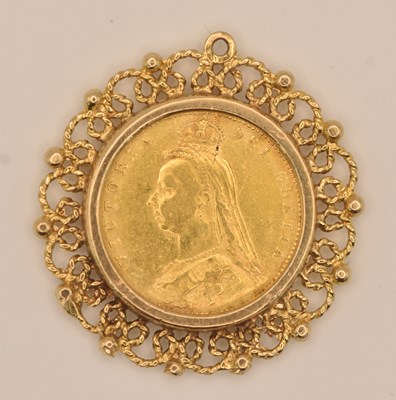Lot 1381 - A Victoria half sovereign, 1892, Jubilee head,...