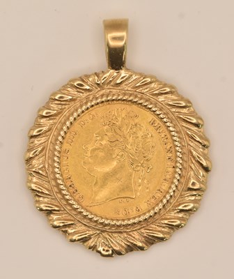Lot 1382 - A George III half sovereign, 1825, shield back,...