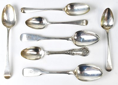 Lot 749 - Seven variously hallmarked silver spoons, five...