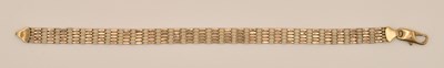Lot 1508 - A 9ct yellow gold gate link bracelet, length...