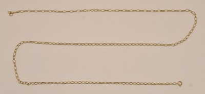 Lot 1402 - A 9ct yellow gold belcher link necklace with...