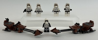 Lot 636 - LEGO; five Lego Star Wars Scout Troopers, with...