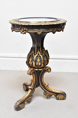 Lot 2019 - A Victorian papier mache oval sewing table,...