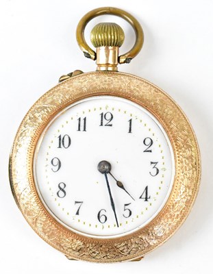 Lot 1124 - A 12ct yellow gold fob watch, the white...