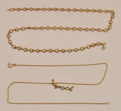 Lot 1396 - A 9ct yellow gold fine dainty link necklace...