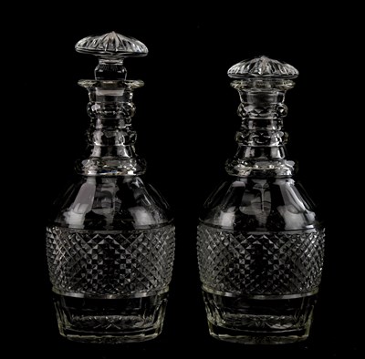 Lot 1442 - Two 19th century cut glass decanters, height...