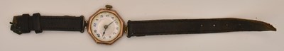 Lot 1693 - A 9ct rose gold watch head, the white enamel...