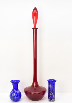 Lot 730 - ADRIAN SANKEY; two blue art glasses vases,...