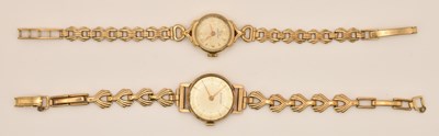 Lot 1677 - Two lady's 9ct yellow gold wristwatches...