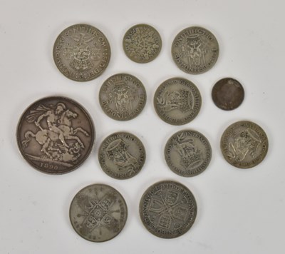 Lot 1644 - A Victorian silver crown, 1890, and eleven...