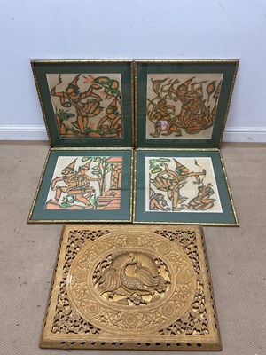 Lot 34 - Four Thai rubbings, images of Thai warriors...