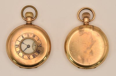 Lot 1681 - Two gold plated pocket watches comprising a...