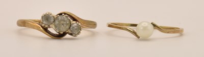 Lot 1355 - Two thin 9ct yellow gold dress rings, one with...