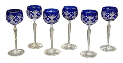 Lot 714 - IN THE MANNER OF VAL ST LAMBERT; a set of six...