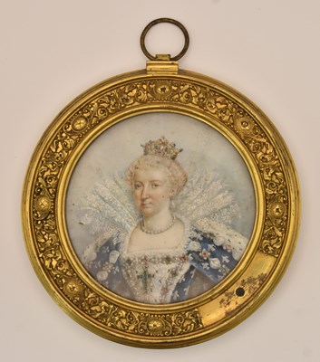 Lot 239 - A 19th century watercolour on card circular...