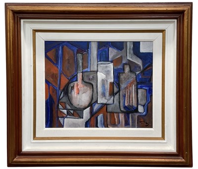 Lot 319 - UNATTRIBUTED; a modern abstract oil on canvas,...