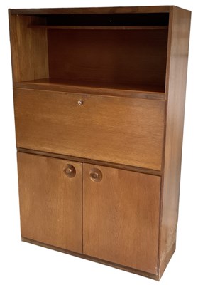 Lot 70 - A mid century teak wall unit/bureau, the fall...