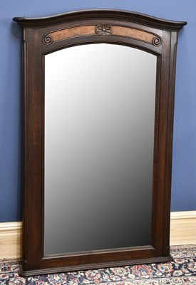 Lot 1701 - A mahogany and walnut wall mirror, 97 x 146cm.