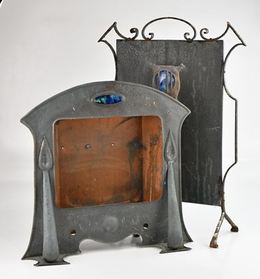 Lot 1408 - An Arts and Crafts planished metal firescreen,...