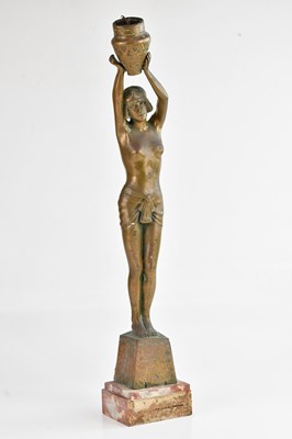 Lot 1411 - T HASWELL; an Art Deco style bronzed metal...