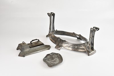 Lot 1414 - WMF; an Art Nouveau pewter dish, relief...