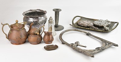 Lot 1406 - A Secessionist copper and brass three piece...