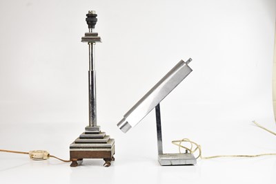 Lot 2353 - An Art Deco style chrome stepped table lamp,...