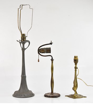 Lot 2348 - KAYSERZINN; an Art Nouveau pewter table lamp...