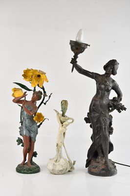 Lot 2356 - A large Art Nouveau bronzed spelter figural...