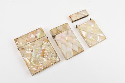 Lot 2262 - Three Victorian mother of pearl card cases,...