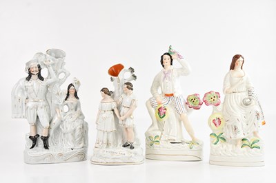 Lot 1270 - Four 19th century Staffordshire figures...